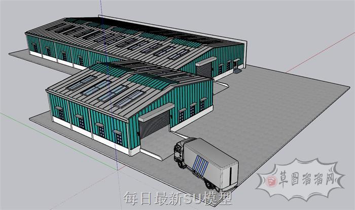 厂房仓库板房SU模型 1