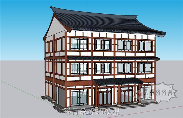 中式仿古建筑SU模型 1