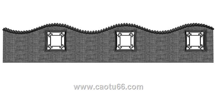中式围墙围墙SU模型 1