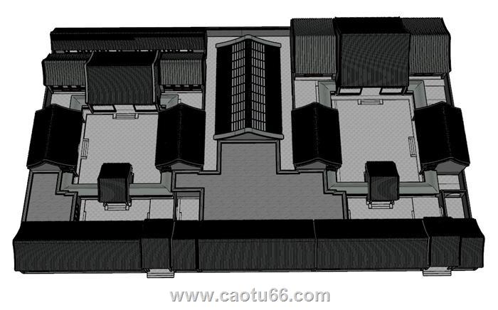 中式合院古建筑SU模型 1