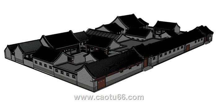 中式合院古建筑SU模型 2