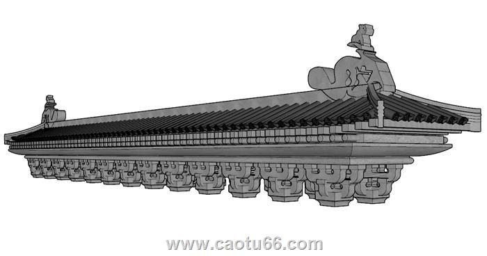 中式斗拱马头墙SU模型