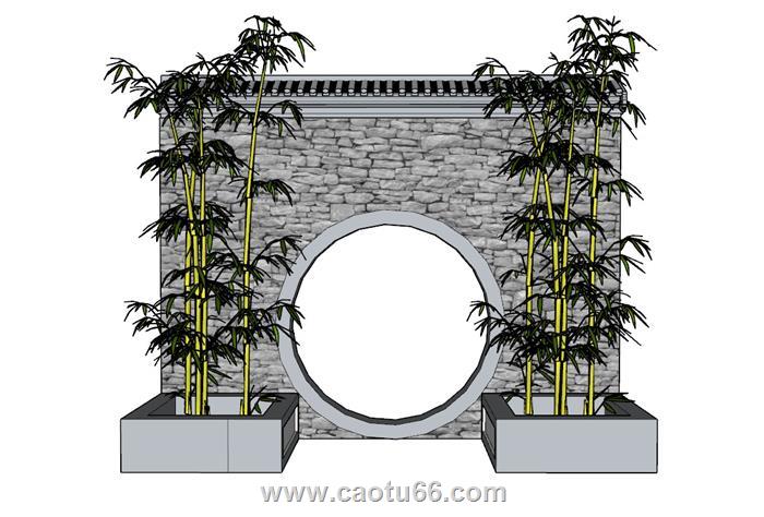 月亮门月洞门拱门SU模型