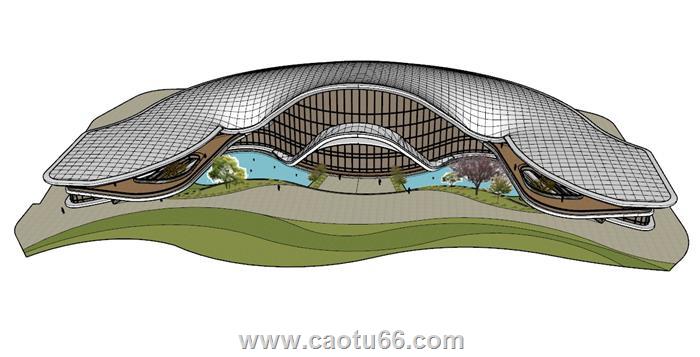 异形建筑综合体SU模型 1