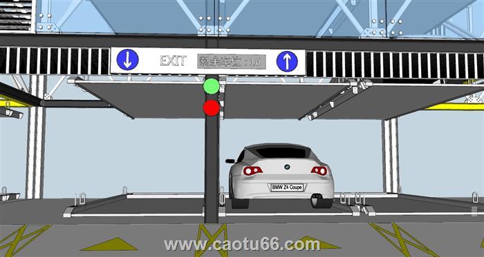 停车场停车楼SU模型 2