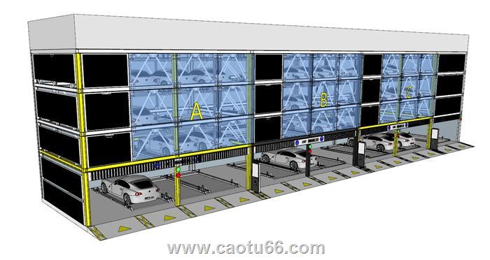 停车场停车楼SU模型 1