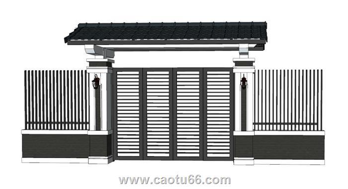 入户门庭院门SU模型 1