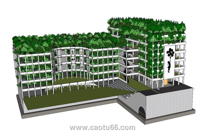 植物楼房建筑SU模型 1