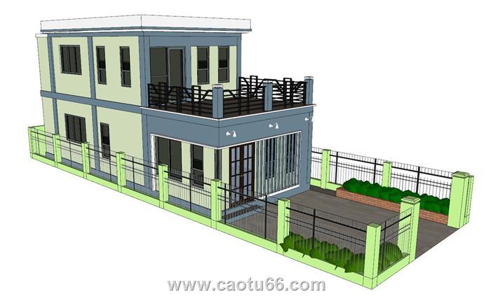 两层别墅自建房SU模型 1