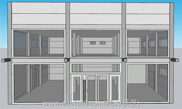 4S店外观建筑建筑SU模型 1