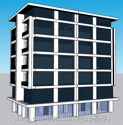 玻璃幕墙建筑酒店SU模型 1