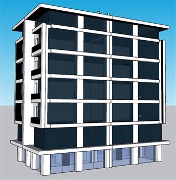 玻璃幕墙建筑酒店SU模型 免费sketchup模型下载