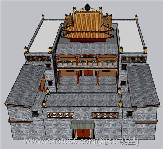 藏式建筑SU模型 2