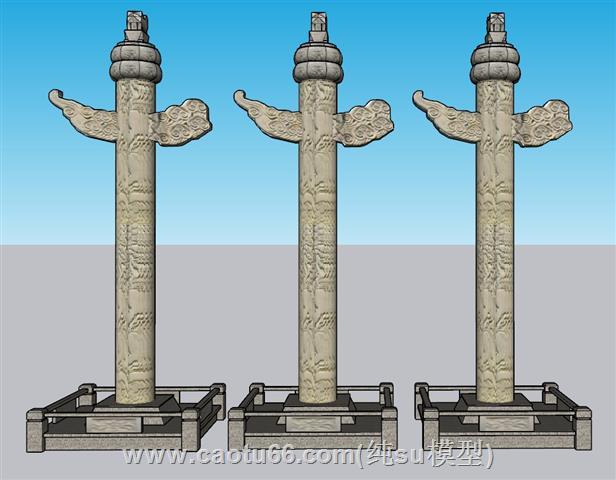华表柱纪念碑SU模型 1