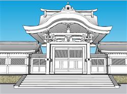 石清水八幡宫古建筑SU模型 免费sketchup模型下载