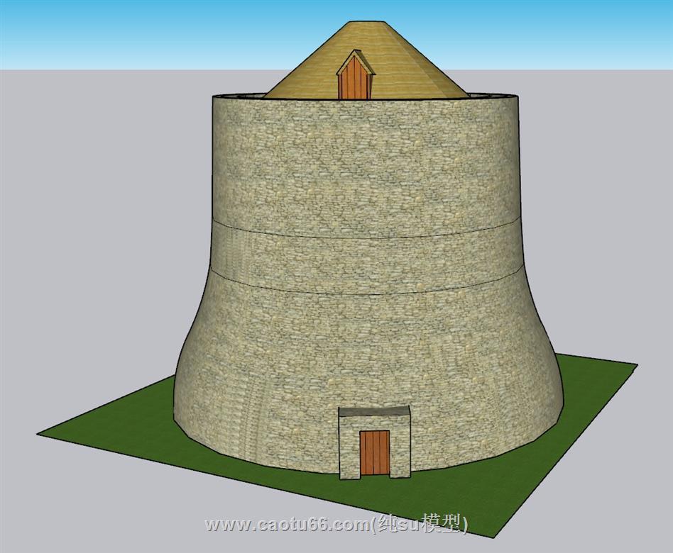 苏格兰塔楼建筑SU模型 1