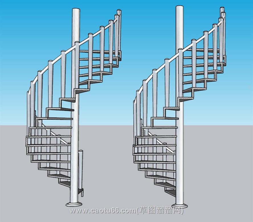 螺旋梯旋转楼梯SU模型 1