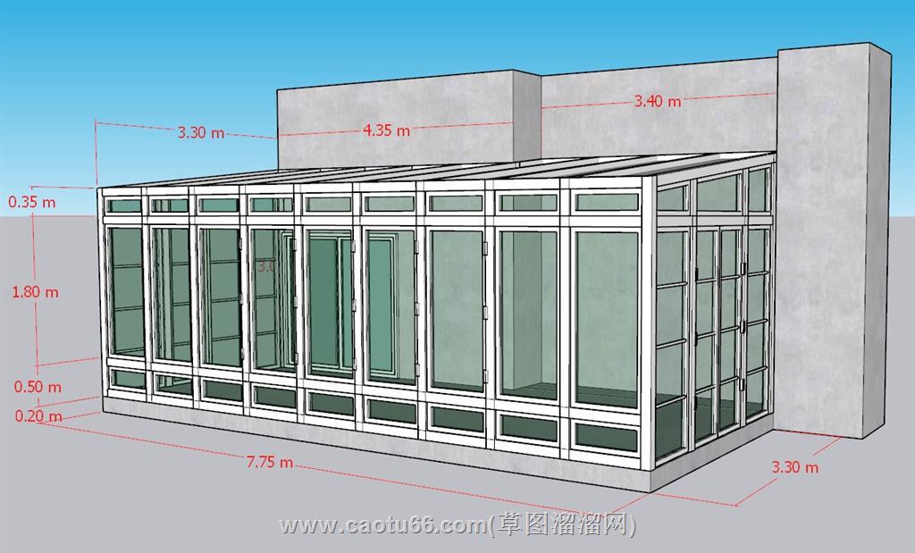玻璃阳光房SU模型 1