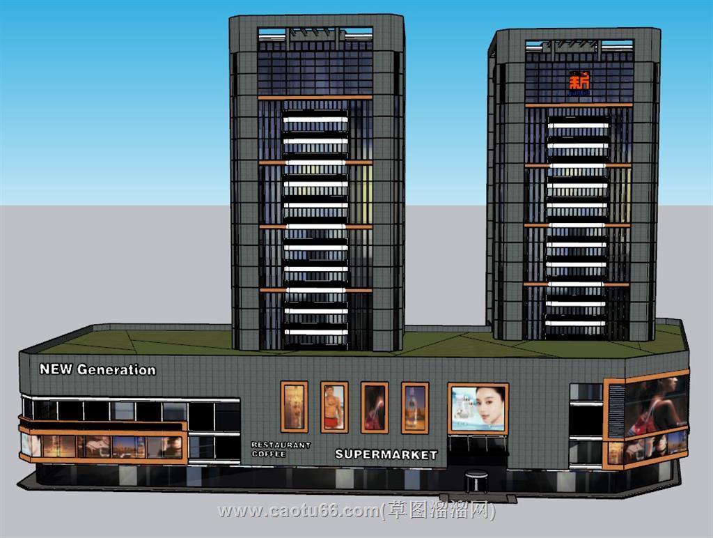 商业综合体建筑SU模型 2