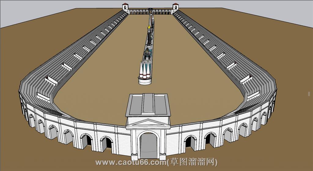 罗马马戏团古建筑SU模型 1