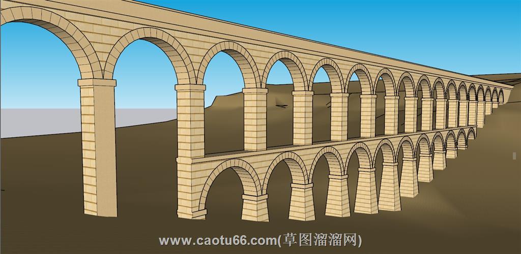 罗马渡槽水利SU模型 1