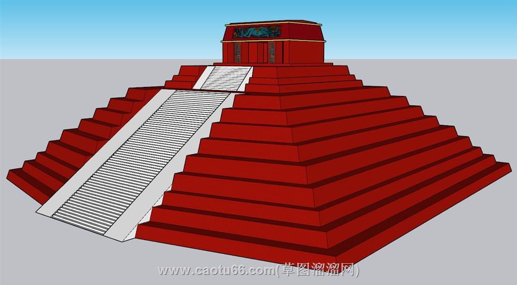 玛雅神庙古建筑SU模型 1