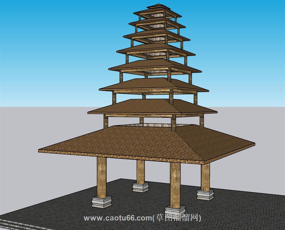 东南亚亭子SU模型 1