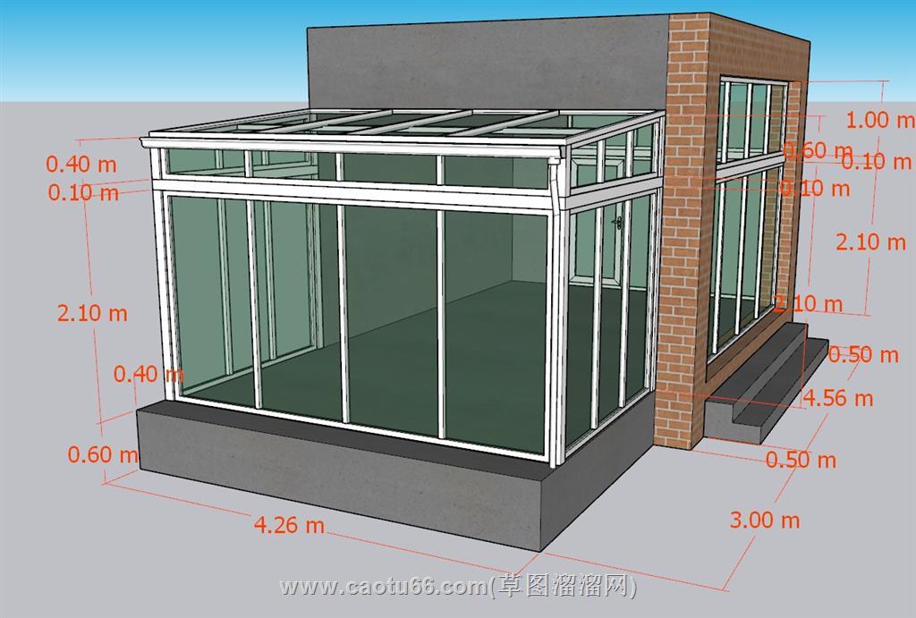 阳光房玻璃房SU模型 1