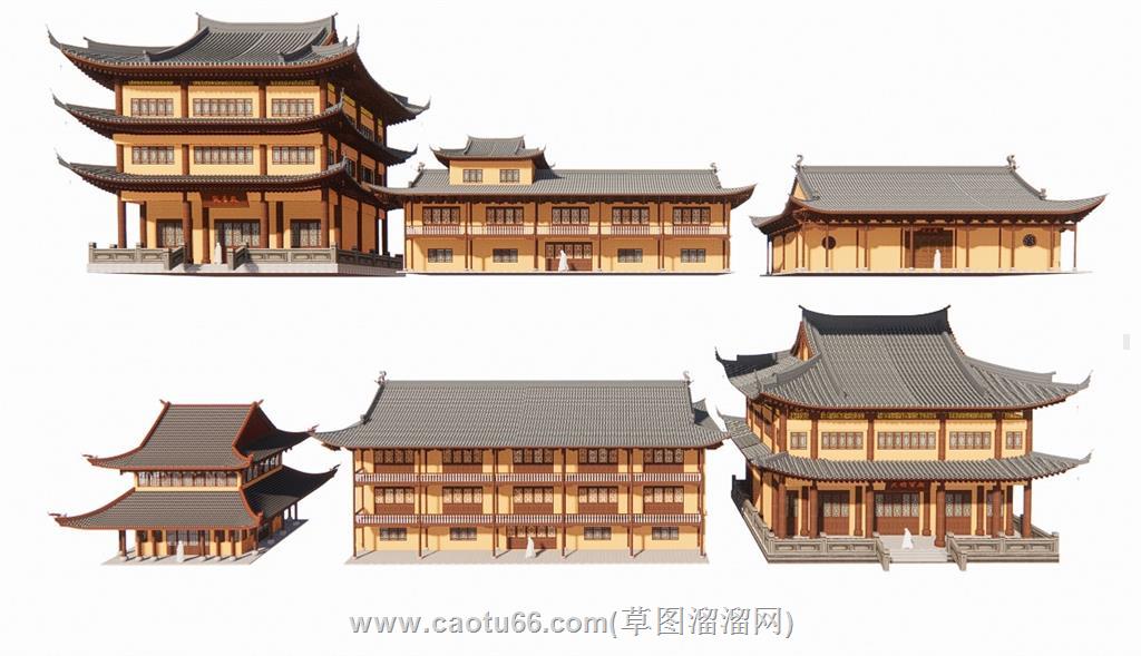 古建寺庙SU模型 1