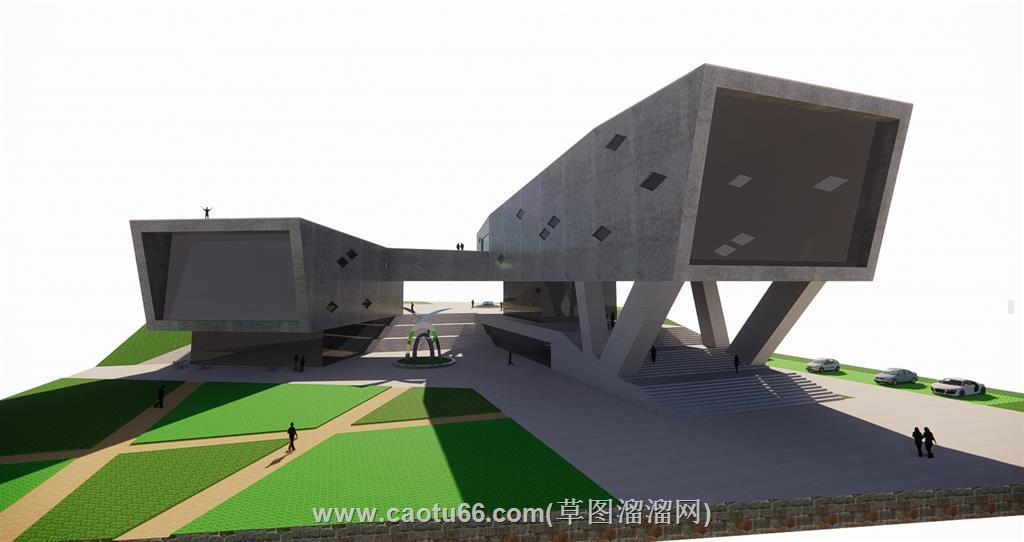 美术馆建筑SU模型 1