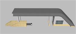 大门自动伸缩门保安亭SU模型