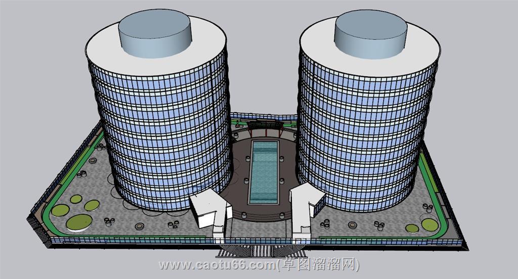 圆形建筑大楼SU模型 1