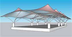 张拉膜廊架SU模型 免费sketchup模型下载