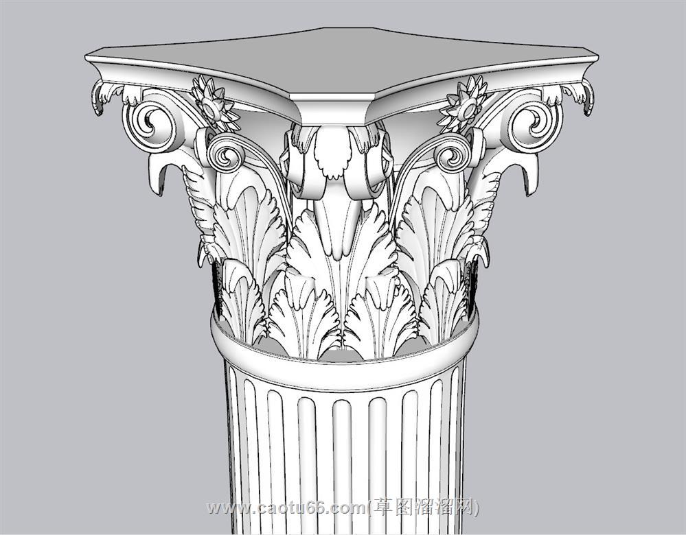 罗马柱柱头石柱SU模型 1