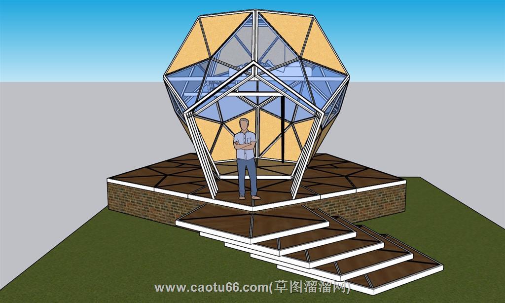度假休闲屋玻璃房SU模型 1