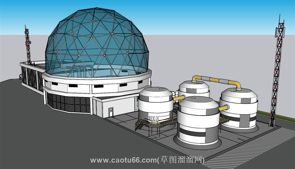 玻璃球形建筑SU模型