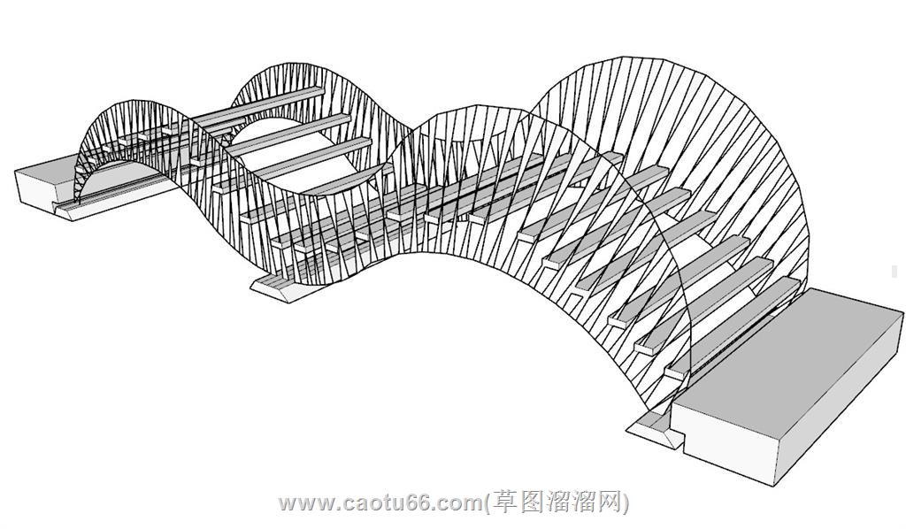 拱桥小桥SU模型 1