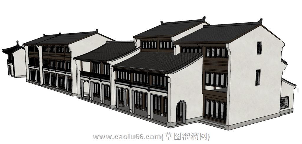 仿古建筑中式SU模型 1