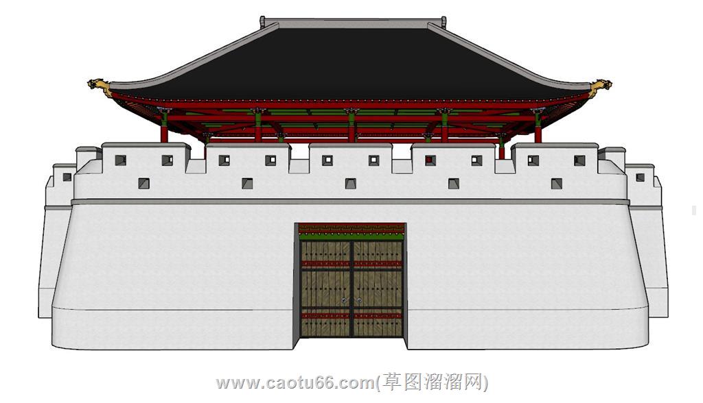 古建城门城楼SU模型 1