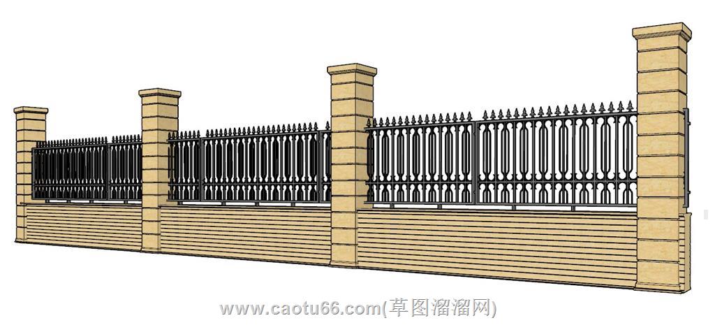 围墙栏杆SU模型 1