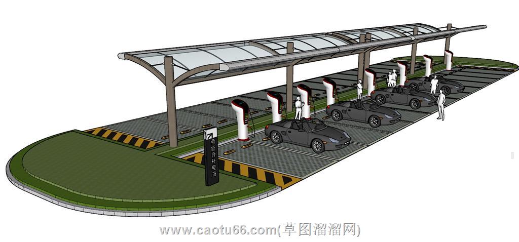 充电站停车位SU模型 1