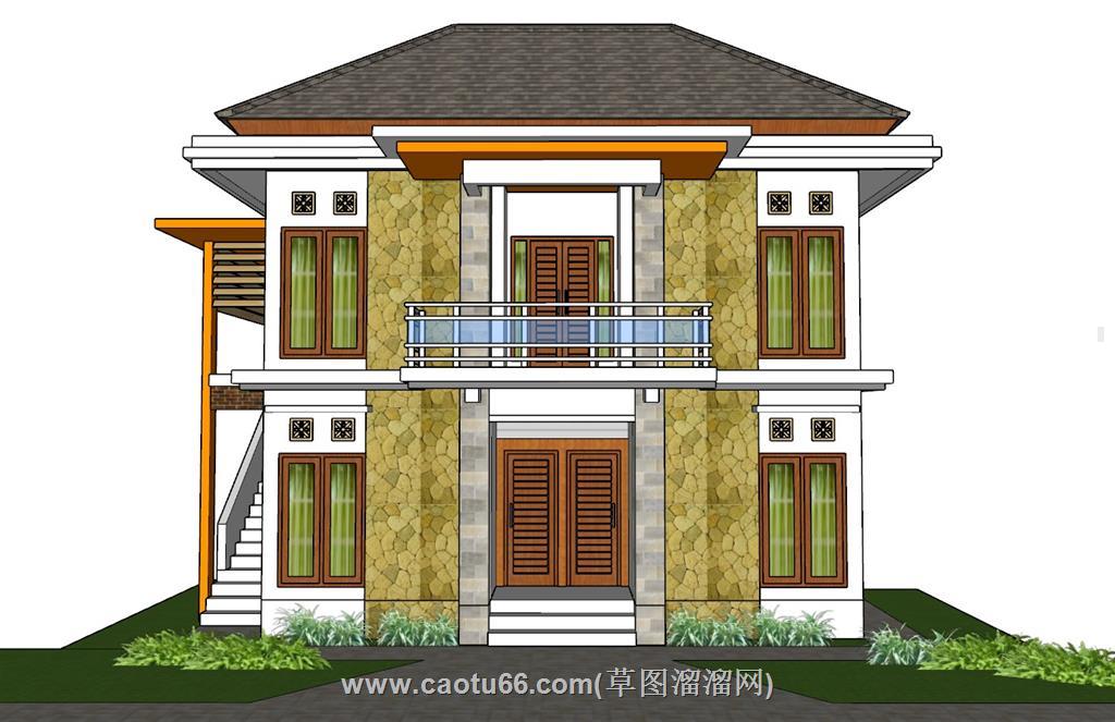 自建房别墅SU模型 1