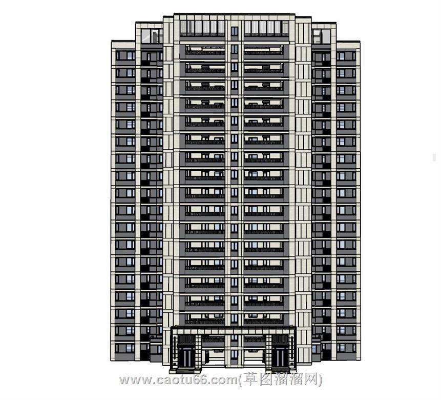 小区单元楼住宅楼SU模型 1