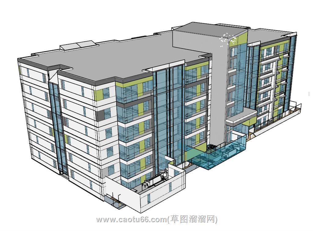 写字楼办公楼SU模型 1