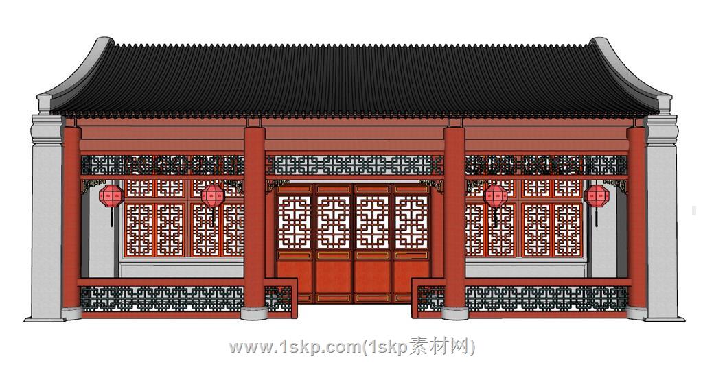 中式建筑SU模型 1