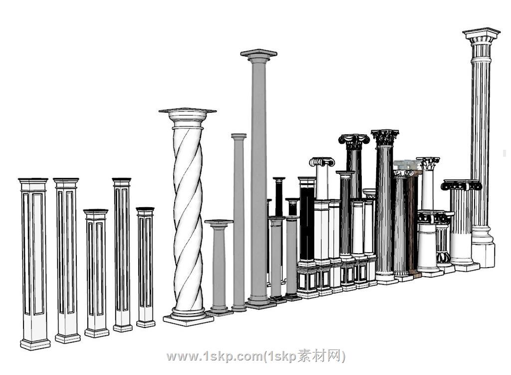 罗马柱石柱集合SU模型 3