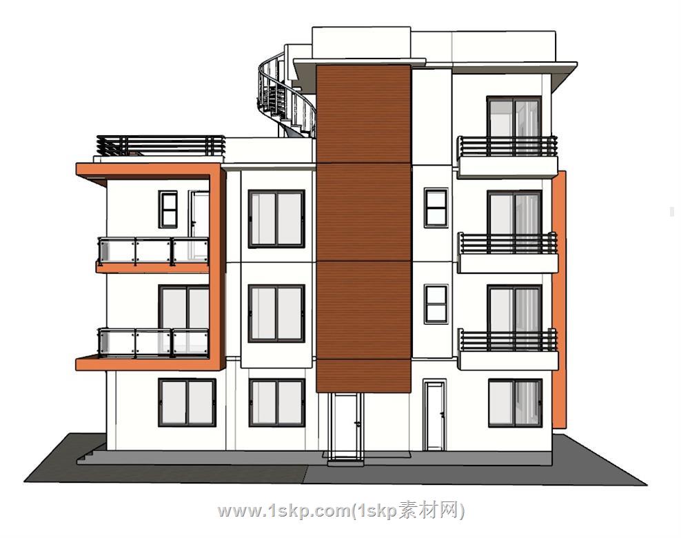底层公寓楼SU模型 2