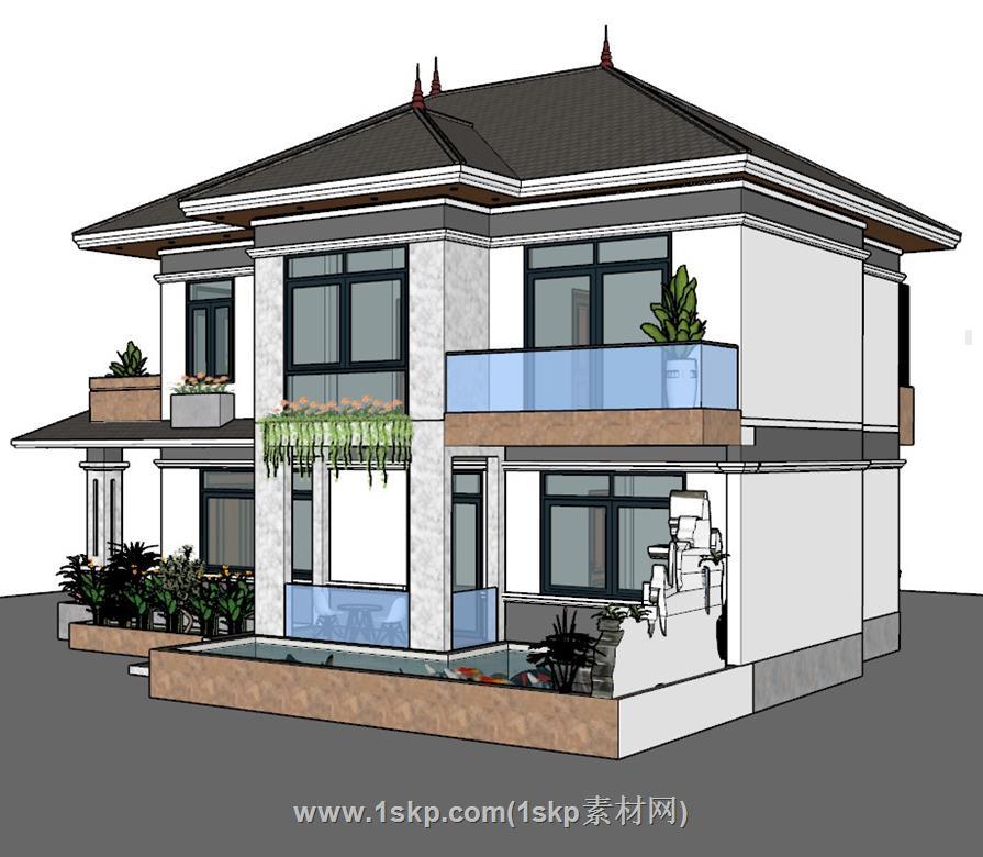 东南亚别墅住宅SU模型 3