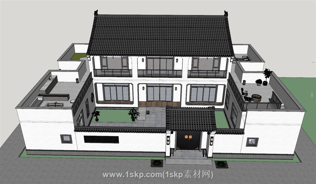 中式四合院别墅SU模型