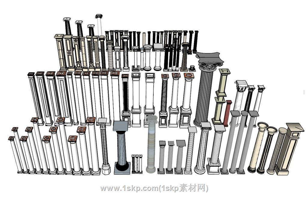 罗马柱石柱SU模型 1